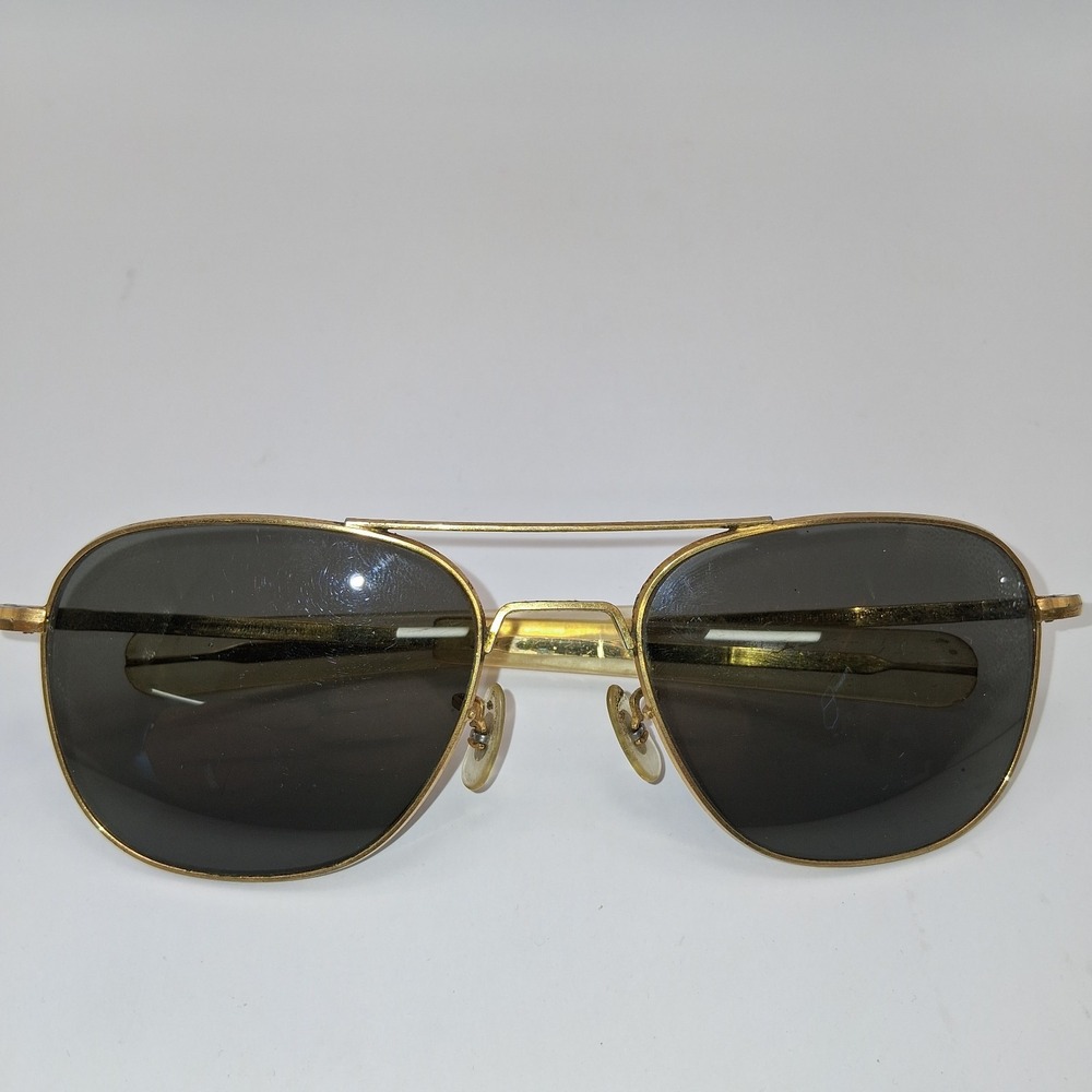 RANDOLPH ENG  5 1/2 GOLD GRAY CRYSTAL ORIGINAL PILOT AVIATOR SUNGLASSES